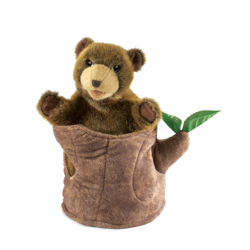 Folkmanis - Bear in Tree Stump Puppet